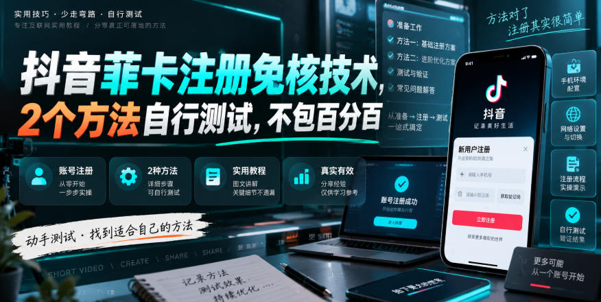 抖音菲卡注册免核技术,2个方法自行测试,不包百分百-迦哆网创社