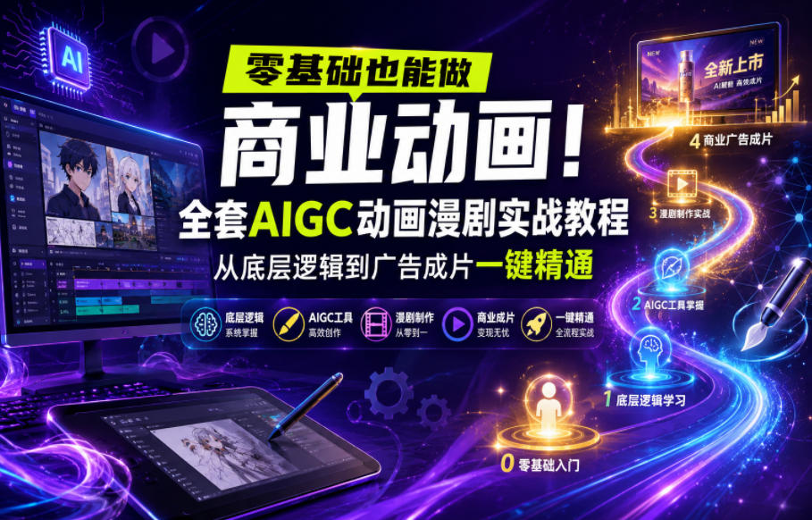 零基础也能做商业动画!全套AIGC动画漫剧实战教程,从底层逻辑到广告成片一键精通(更新0905)-迦哆网创社