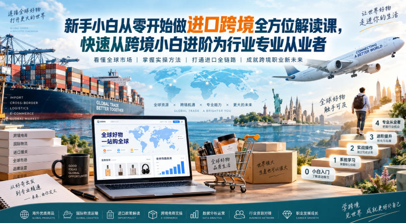 新手小白从零开始做进口跨境全方位解读课,快速从跨境小白进阶为行业专业从业者-迦哆网创社