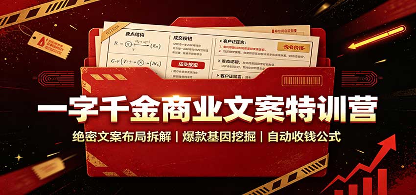 一字千金商业文案特训营：绝密文案布局拆解，爆款基因挖掘，自动收钱公式-迦哆网创社