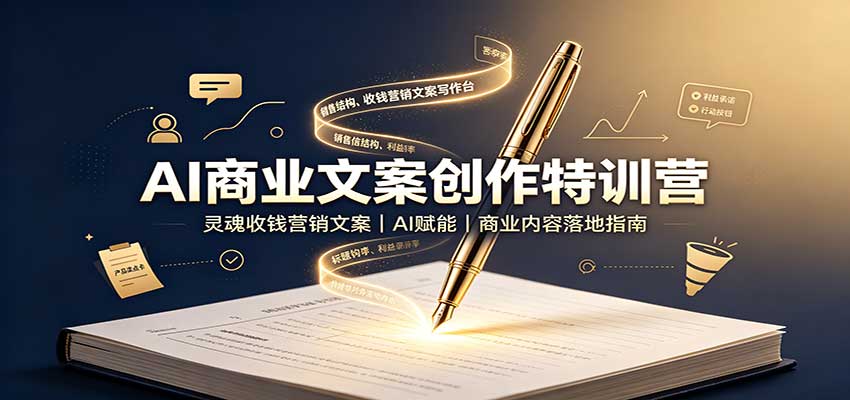 AI商业文案创作特训营：灵魂收钱营销文案，AI赋能，商业内容落地指南-迦哆网创社