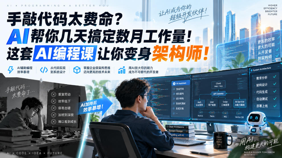 手敲代码太费命？AI帮你几天搞定数月工作量！这套AI编程课让你变身架构师！【原创双语字幕】-迦哆网创社