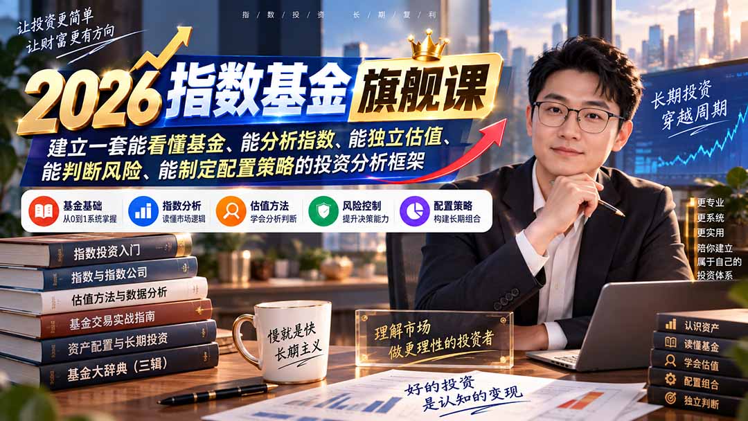 2026指数基金旗舰课|建立一套能看懂基金、能分析指数、能独立估值、能判断风险、能制定配置策略的投资分析框架-迦哆网创社