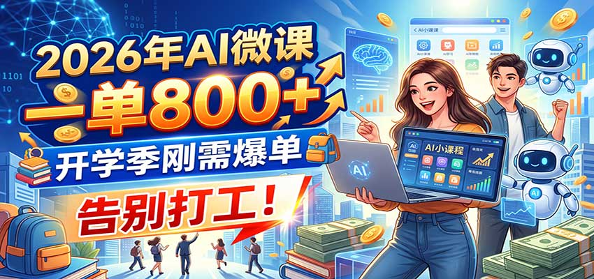 2026年AI微课，一单800+，开学季刚需爆单，告别打工！-迦哆网创社