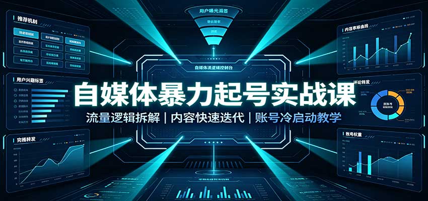 自媒体暴力起号实战课:流量逻辑拆解,内容快速迭代,账号冷启动教学-迦哆网创社