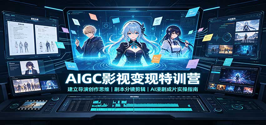 AIGC影视变现特训营：建立导演创作思维，剧本分镜剪辑，AI漫剧成片实操指南-迦哆网创社