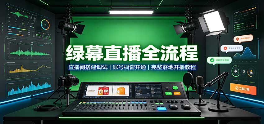绿幕直播全流程：直播间搭建调试，账号橱窗开通，完整落地开播教程-迦哆网创社
