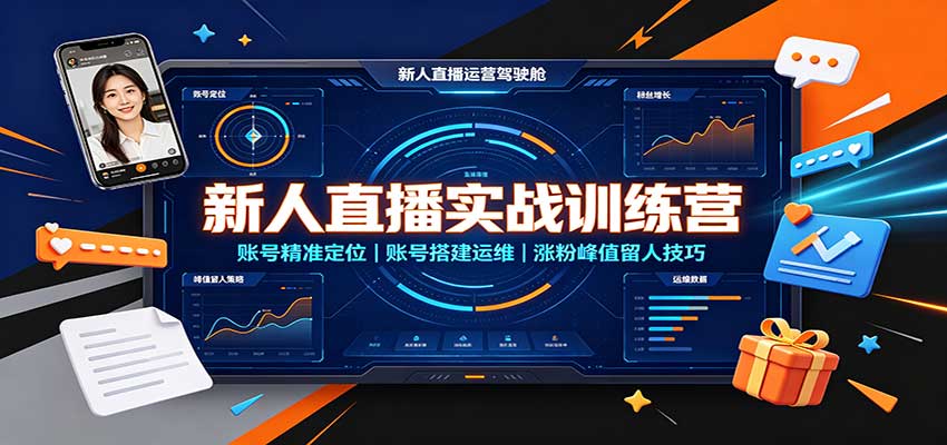 新人直播实战训练营:账号精准定位,账号搭建运维,涨粉峰值留人技巧-迦哆网创社