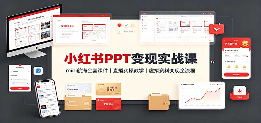 小红书PPT变现实战课:mini航海全套课件+直播实操教学,虚拟资料变现全流程-迦哆网创社