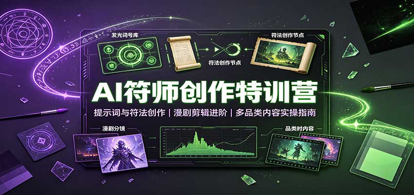 AI符师创作特训营:提示词与符法创作,漫剧剪辑进阶,多品类内容实操指南-迦哆网创社