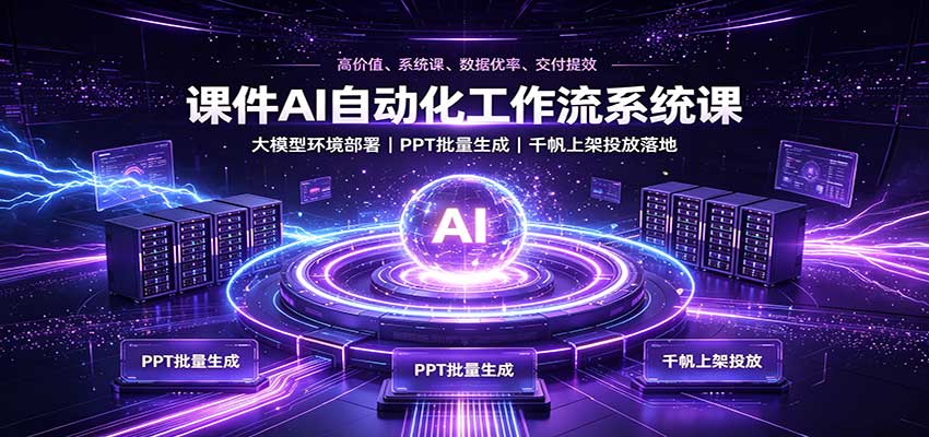 课件AI自动化工作流系统课:大模型环境部署,PPT批量生成,千帆上架投放落地-迦哆网创社
