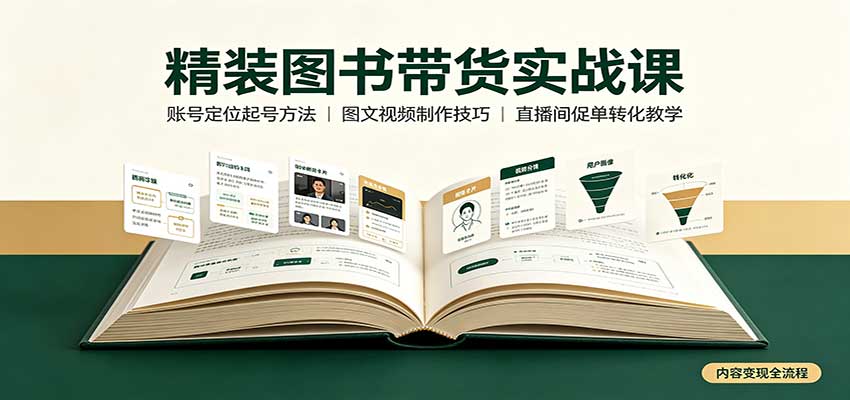 精装图书带货实战课：账号定位起号方法，图文视频制作，促单转化教学-迦哆网创社