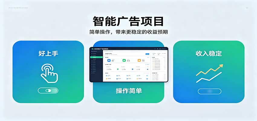智能广告挂机项目,操作简单上手快,收益稳定可持续。稳定日入300+-迦哆网创社