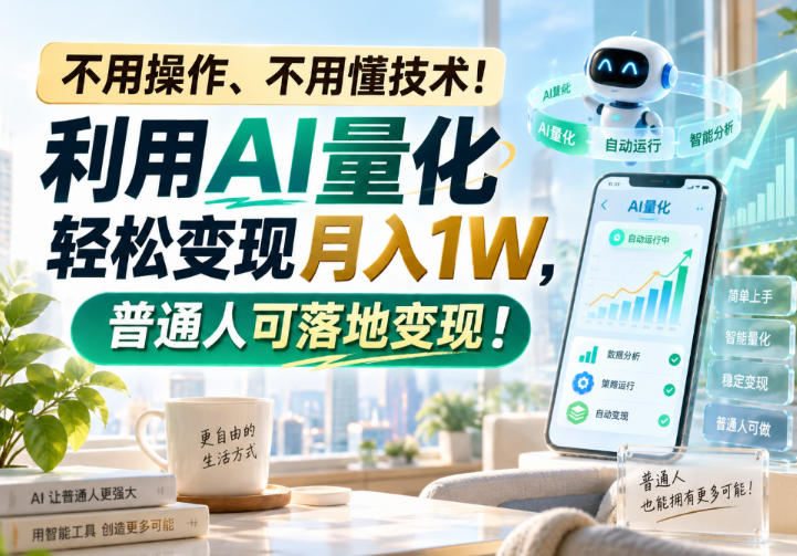 不用操作、不用懂技术！利用AI量化轻松变现月入1W，普通人可落地变现！【揭秘】-迦哆网创社
