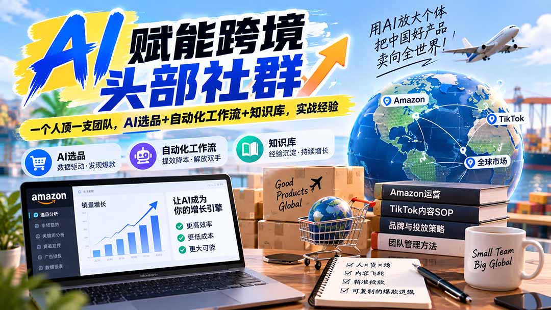 AI赋能跨境头部社群-更新9月：一个人顶一支团队，AI选品+自动化工作流+知识库，实战经验-迦哆网创社