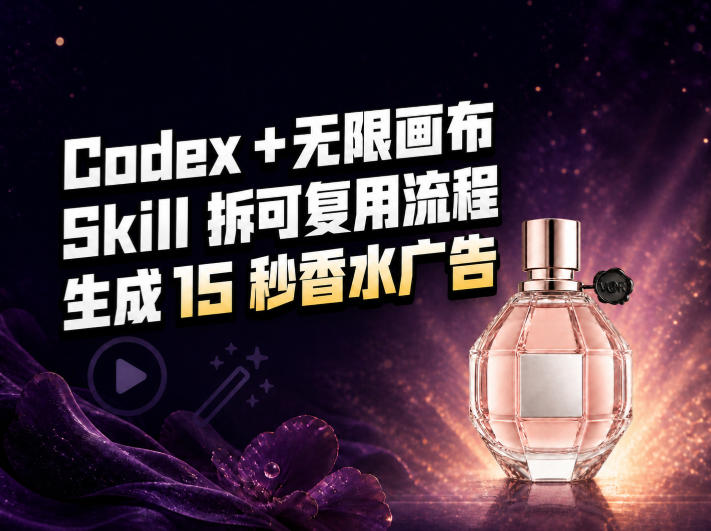我把Amazon香水视频拆成Codex Skill:无限画布负责最后15秒-迦哆网创社