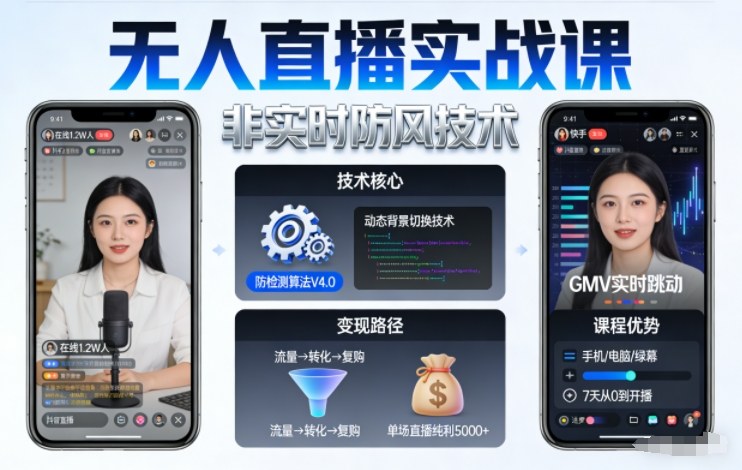 宝子哥无人直播实战课,非实时防风技术,聚焦抖音快手等平台直播带货,轻松开启直播变现之路(更新260913)-迦哆网创社