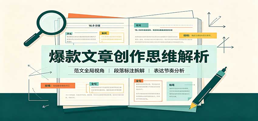 爆款文章创作思维解析：全局视角拆解范文，梳理行文逻辑，搭配真实拆文实操案例-迦哆网创社