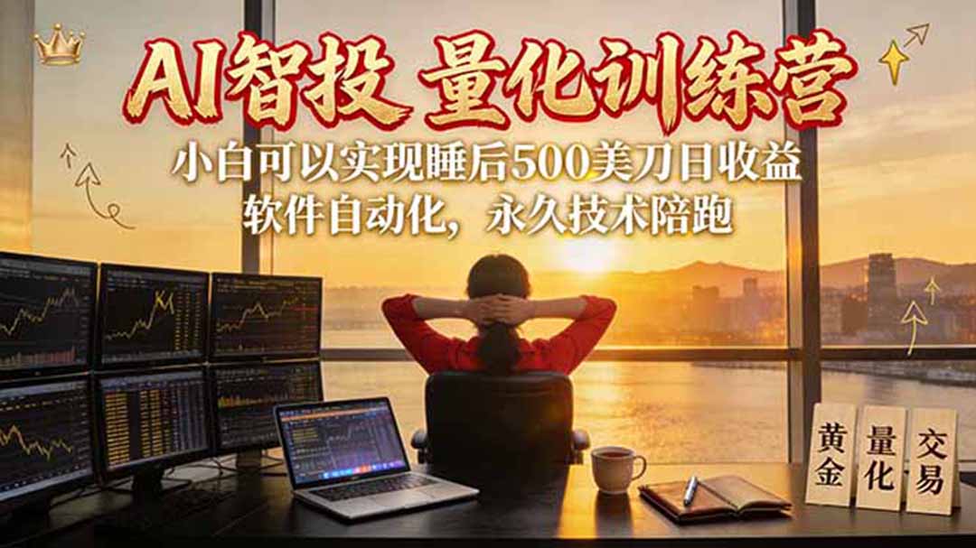 AI智投EA量化训练营【第三期】,多策略智投+防爆技术+趋势分析 ,轻松上手,矩阵放大,长期稳定。-迦哆网创社