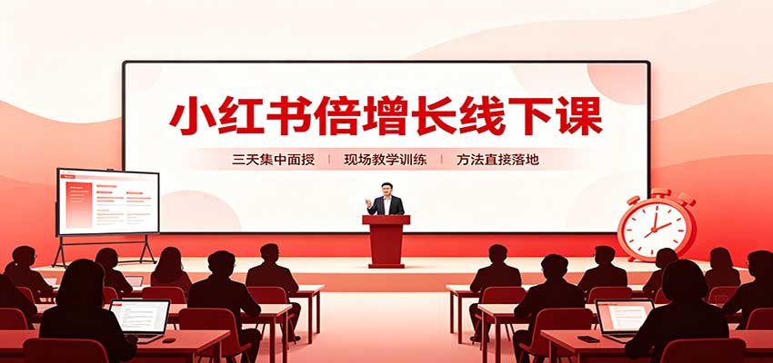 小红书倍增长线下课：三天集中面授，拆解选品、素材制作与起号全链路-迦哆网创社