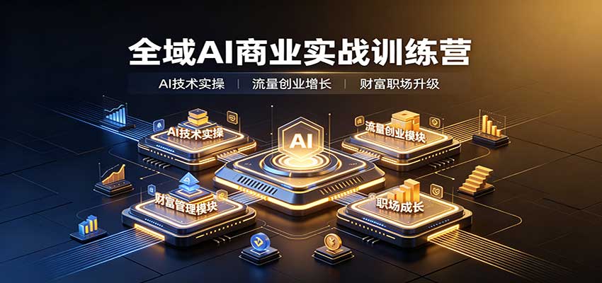 全域AI商业实战训练营：涵盖AI技术实操、流量创业、财富管理与职场成长全体系内容-迦哆网创社