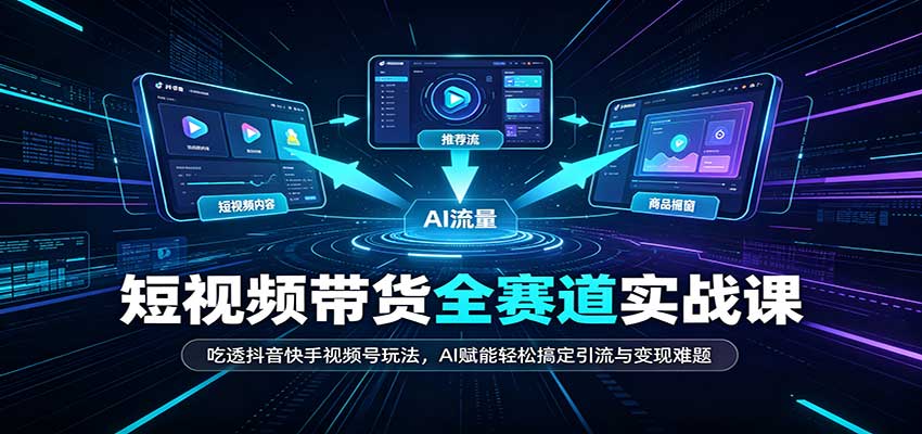 短视频带货全赛道：吃透抖音快手视频号玩法，AI赋能轻松搞定引流与变现难题-迦哆网创社