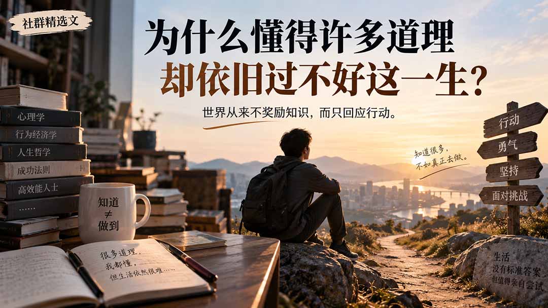 社群精选文:为什么懂得许多道理却依旧过不好这一生?-迦哆网创社