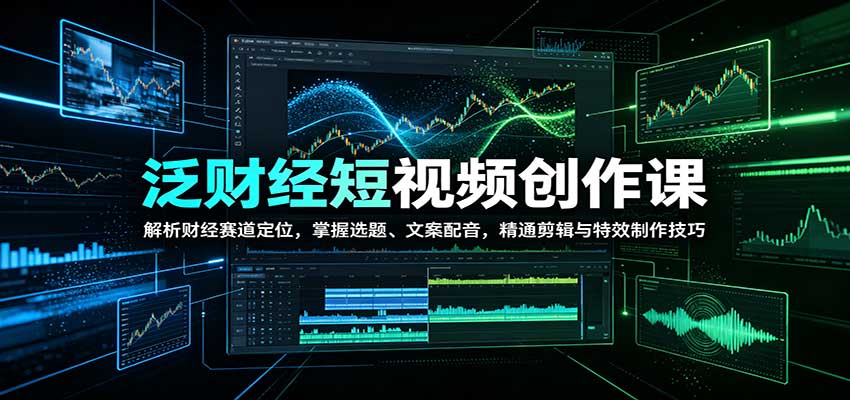泛财经短视频创作课：解析财经赛道定位，掌握选题、文案配音，精通剪辑与特效制作技巧-迦哆网创社