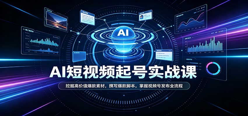 短视频AI起号实战课：挖掘高价值爆款素材，撰写爆款脚本，掌握视频号发布全流程-迦哆网创社