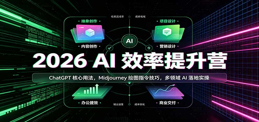 2026 AI效率提升营：ChatGPT核心用法，Midjourney绘图指令技巧，多领域AI落地实操-迦哆网创社