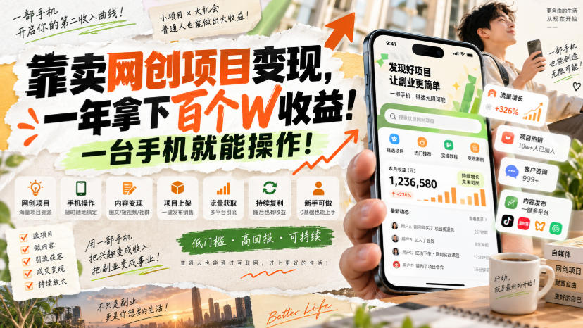 网创小程序虚拟资料变现,一年拿下百万收益,一部手机就可以做,0成本变现副业!-迦哆网创社