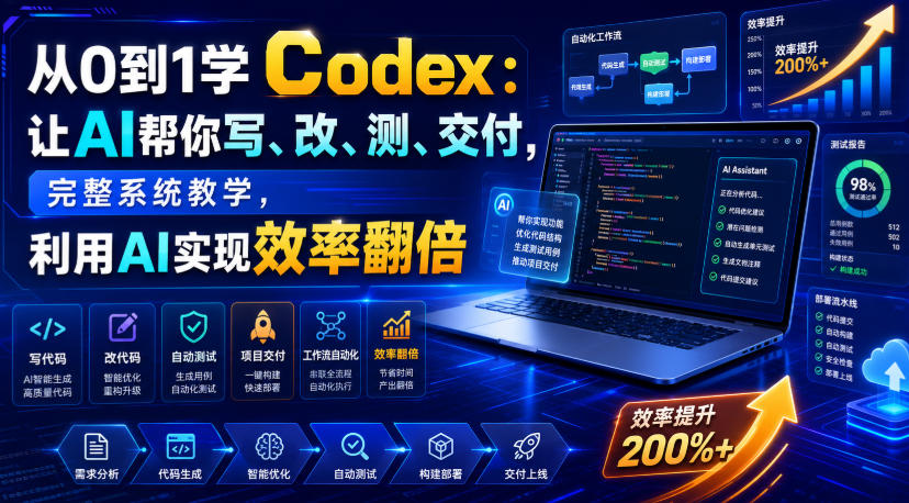 从0到1学Codex：让AI帮你写、改、测、交付，完整系统教学，利用AI实现效率翻倍(更新0918)-迦哆网创社
