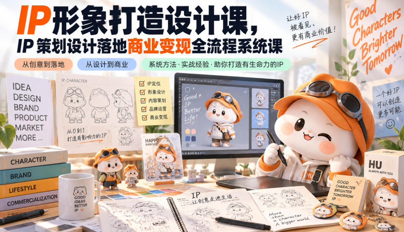 IP形象打造设计课,IP策划设计落地商业变现全流程系统课-迦哆网创社