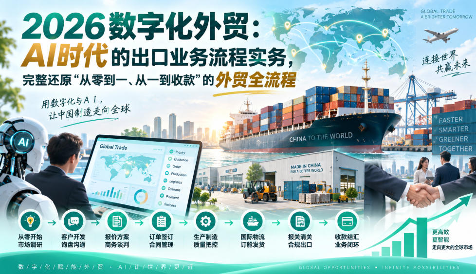 2026数字化外贸:AI时代的出口业务流程实务,完整还原”从零到一、从一到收款”的外贸全流程-迦哆网创社