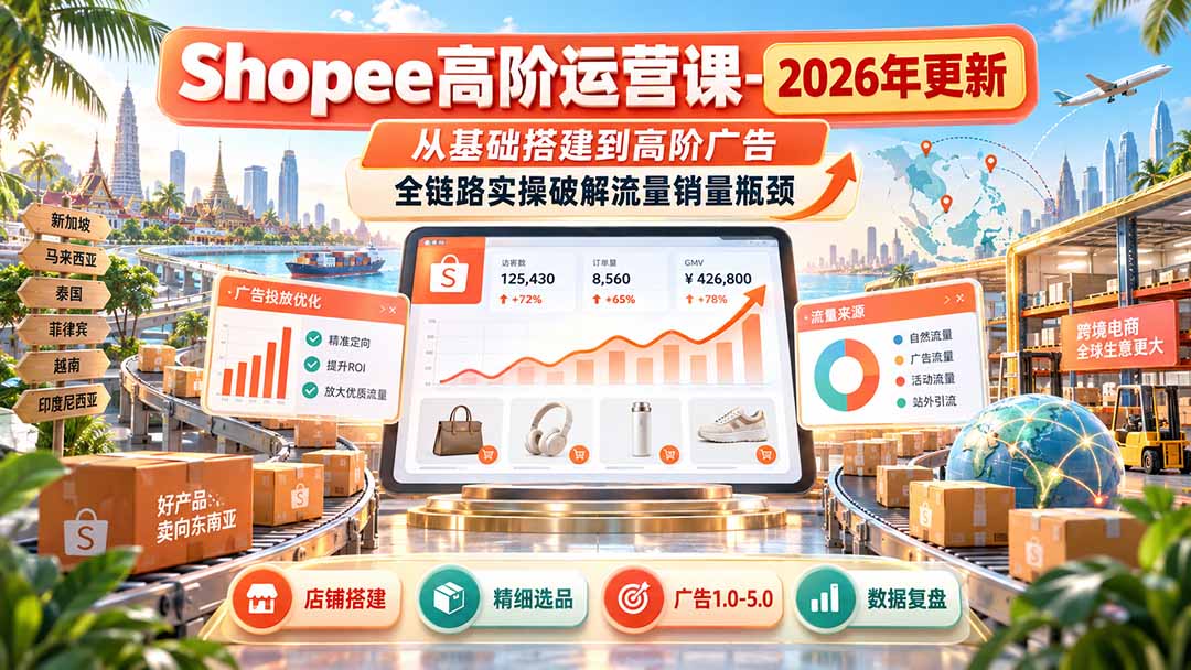 Shopee高阶运营课-更新9月，从基础搭建到高阶广告，全链路实操破解流量销量瓶颈-迦哆网创社