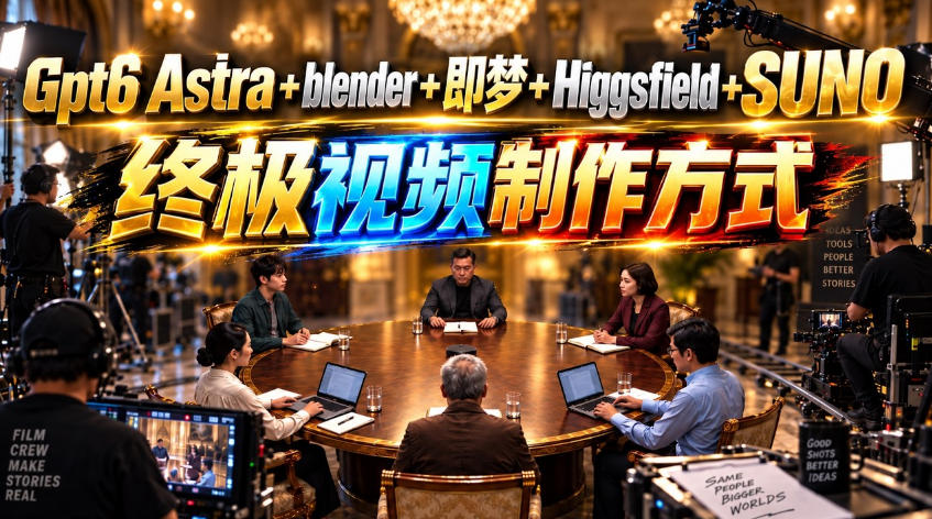 GPT-6 Astra+Blender+即梦+Higgsfield+Suno=终极视频制作方式!-迦哆网创社