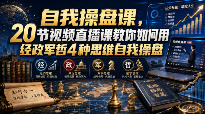 【无水印】自我操盘课，20节视频直播课教你如何用经政军哲4种思维自我操盘(更新0924)-迦哆网创社