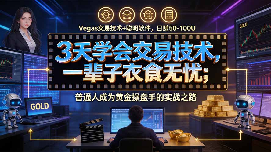 3天学会做交易，普通人快速成为操盘手” Vegas交易系统+聪明软件 ， 日赚50-1000U， 长期稳定，小白轻松上手-迦哆网创社