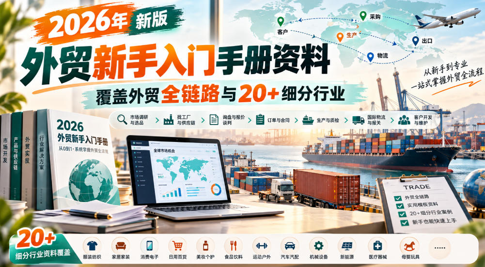 2026年新版外贸新手入门手册资料，覆盖外贸全链路与20+细分行业-迦哆网创社