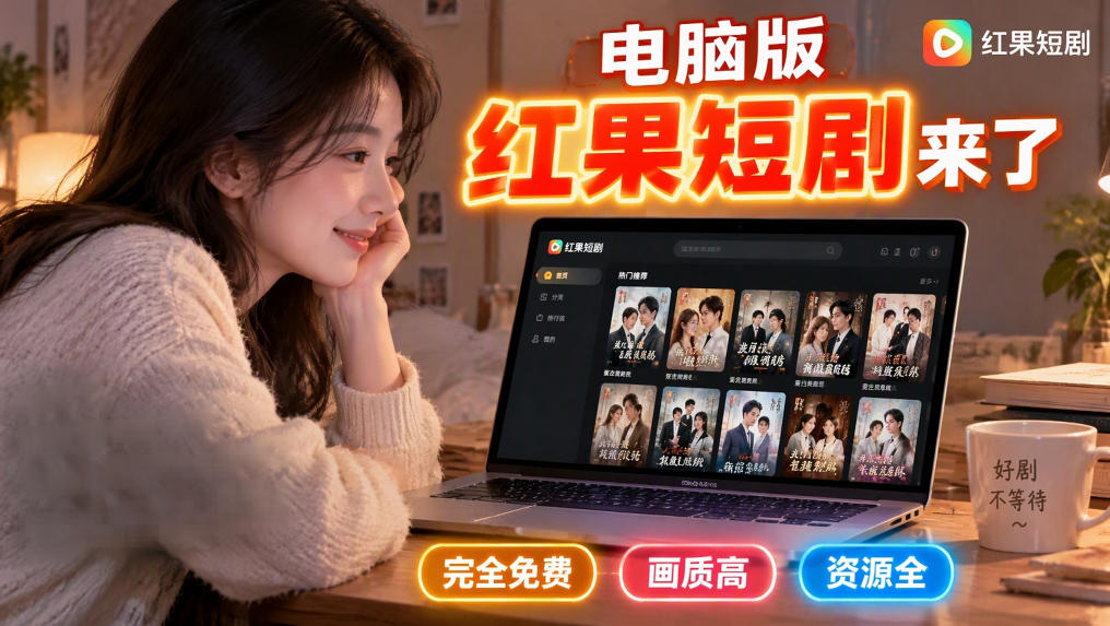 手机看短剧费眼？电脑版红果短剧来了，完全免费、画质高、资源全-迦哆网创社
