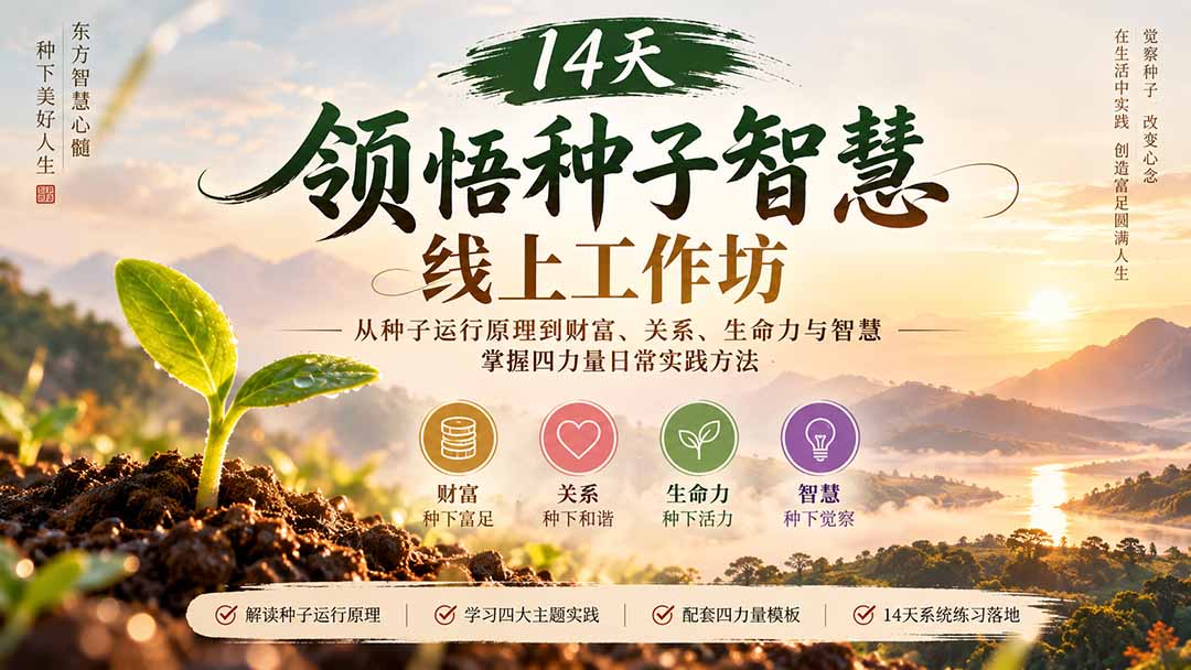 14天领悟种子智慧线上工作坊|从种子运行原理到财富、关系、生命力与智慧,掌握四力量日常实践方法-迦哆网创社