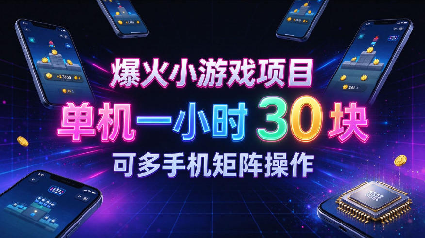 爆火小游戏撸金项目,实测单机一小时30+,可多手机矩阵操作,新手看完一遍就能上手【揭秘】-迦哆网创社