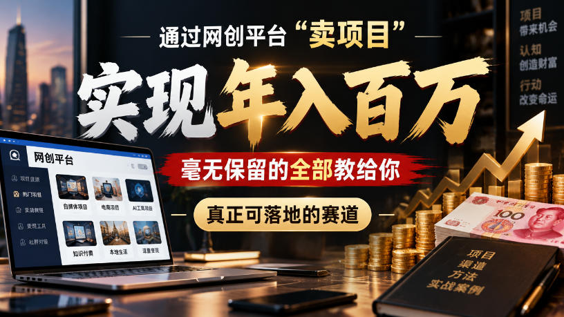 通过网创平台“卖项目”实现年入100w,毫无保留的全部教给你,真正可落地的赛道【揭秘】-迦哆网创社