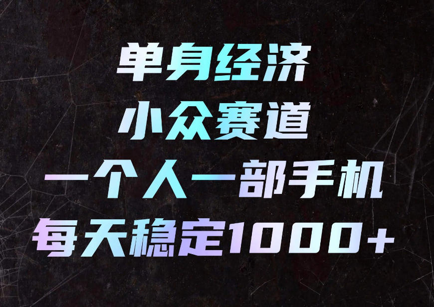单身经济小众赛道,一个人一部手机,每天稳定1000+,利用下班碎片时间即可【揭秘】-迦哆网创社