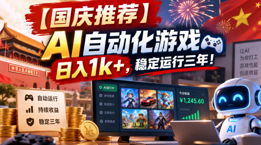 【国庆推荐】AI自动化游戏，日入1k+，操作简单，稳定运行三年！【揭秘】-迦哆网创社