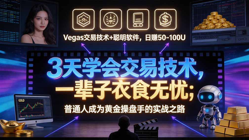 “顺势而为交易系统”3天学会交易技术,聪明软件辅助,小白也能看懂趋势交易,日入30-100U,长期稳定-迦哆网创社