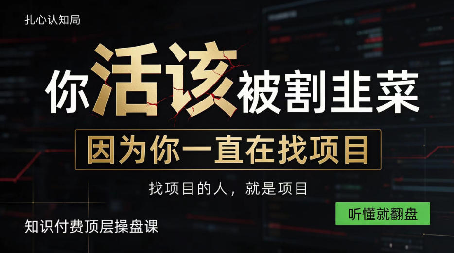 做项目不如卖项目，做知识付费自己当老板，知识付费顶层操盘课，听懂就翻盘【揭秘】-迦哆网创社