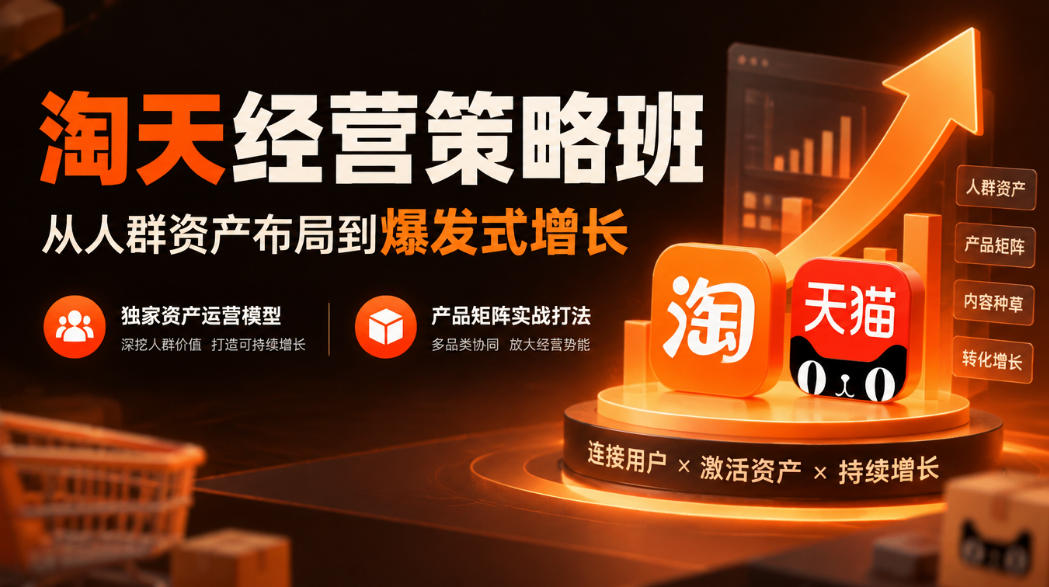 淘天经营策略班,从人群资产布局到爆发式增长,独家资产运营模型,产品矩阵实战打法-迦哆网创社