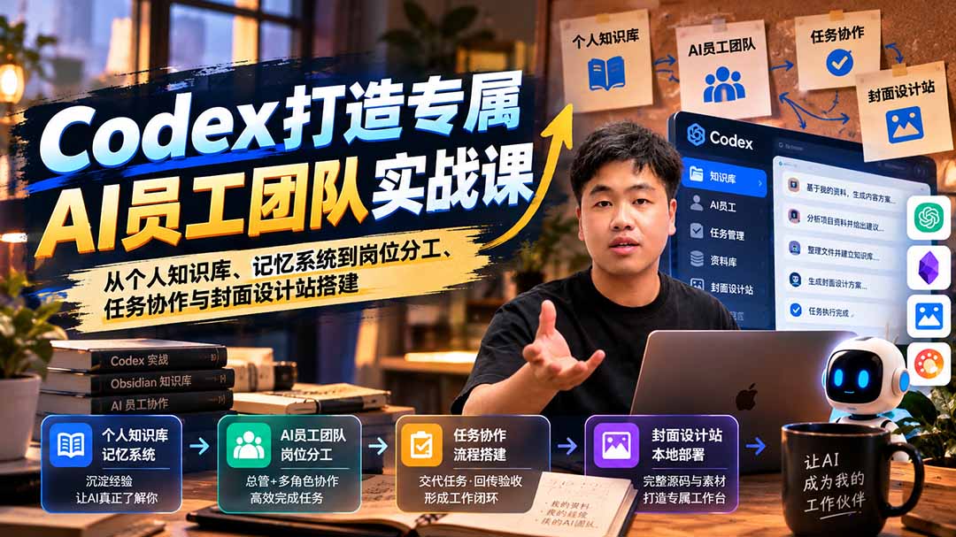 【无水印】Codex打造专属AI员工团队实战课：从个人知识库、记忆系统到岗位分工、任务协作与封面设计站搭建-迦哆网创社