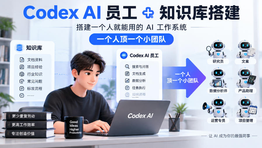Codex AI员工+知识库搭建,搭建一个人就能用的AI工作系统,一个人顶一个小团队